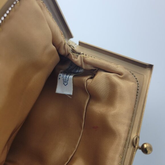 Vintage Whiting & Davis Gold Mesh Evening Bag Clutch Purse Rhinestone Frame - Picture 6 of 12